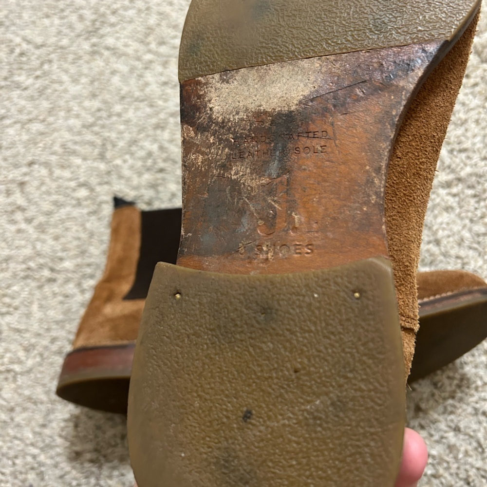 J. Brand Jamie Men's Chelsea Suede Ankle Boots Brown Slip On Wing Tip Elastic 11 - Picture 12 of 12